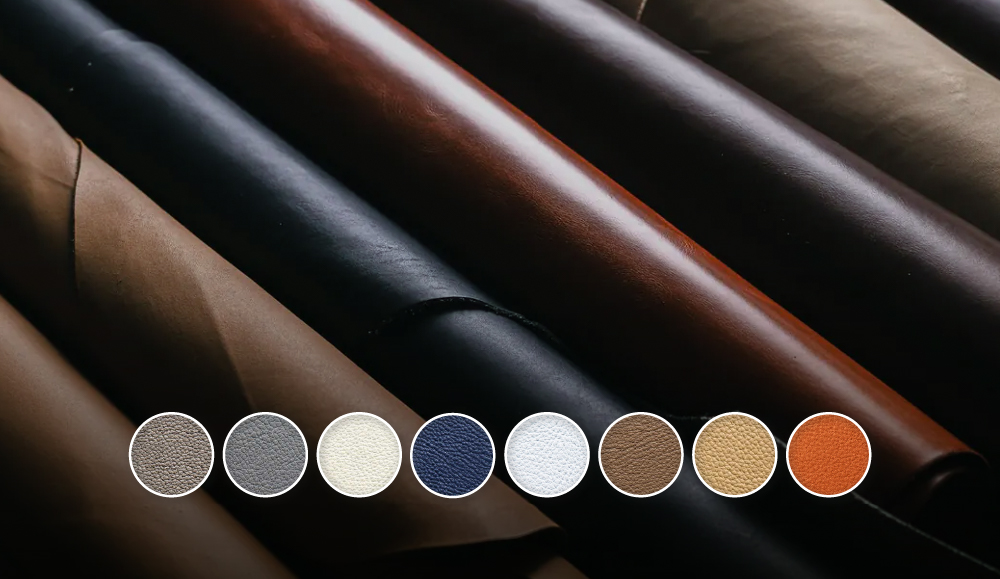 天然牛皮：獨特紋路，越用越顯光澤。